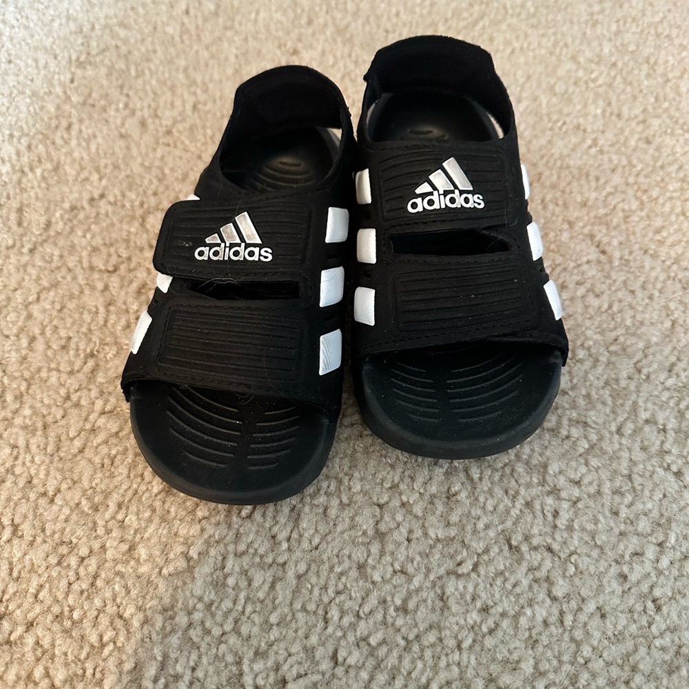 Adidas Kids Black and White Sandals